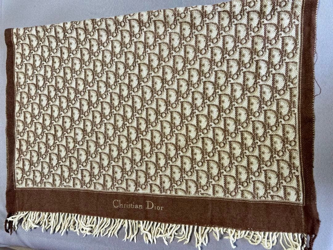 Christian Dior Trotter Pattern Blanket Brown Beige Logo Fringed Luxury brand