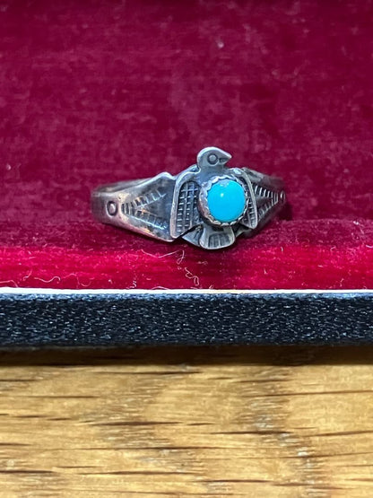 Indian Thunderbird Silver Ring, Fred Harvey Style