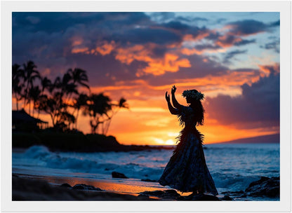Sinking Light and Hula Prayer Hawaiian Art A4 Wall Hanging Interior, Limited