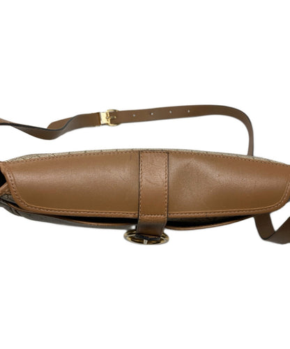 Dior Honeycomb Shoulder Bag Beige Canvas Leather Vintage Authentic 1112
