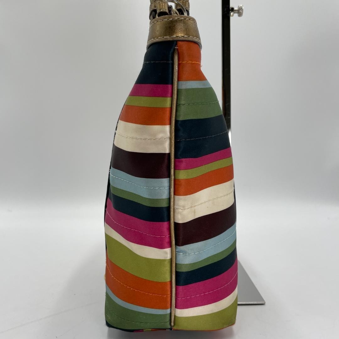 Coach Tote Bag Canvas Multicolor Stripe