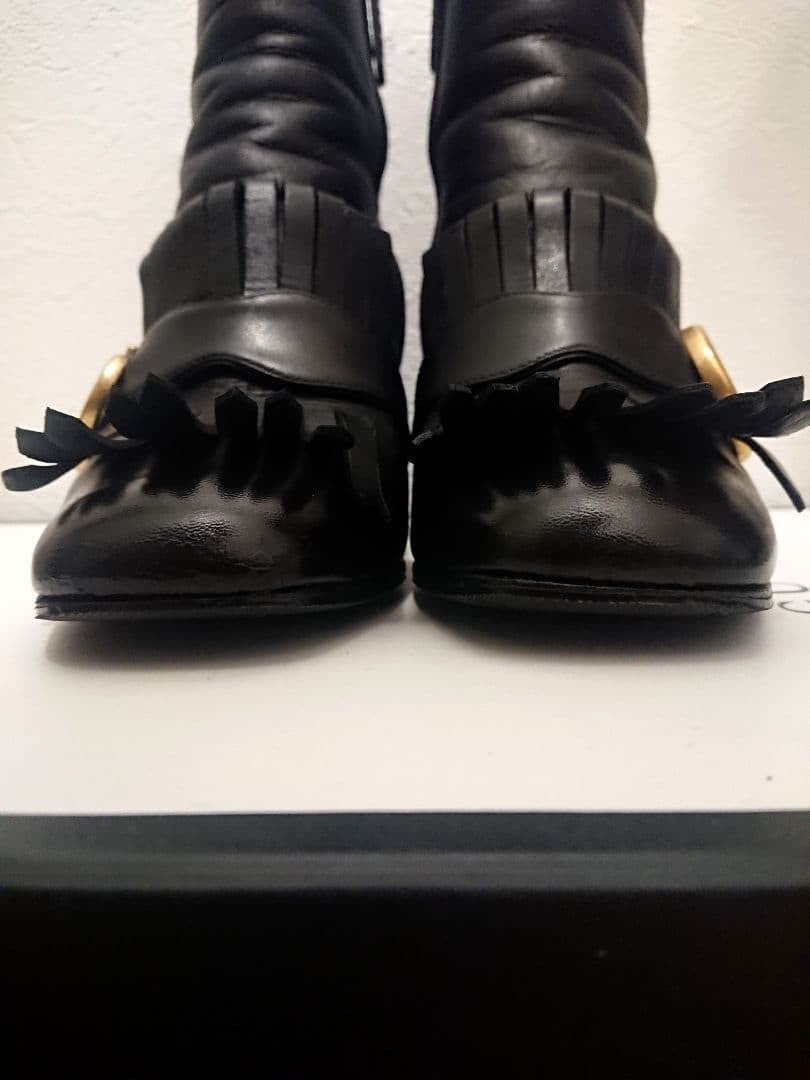 GUCCI GG Marmont Fringe Boots Black Women’s Shoes US 7.5 Authentic