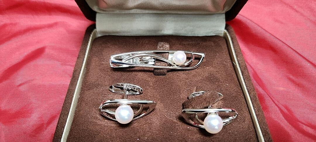 Mikimoto Tie Pin Cufflinks Pearl Silver 925 1 Point Storehouse