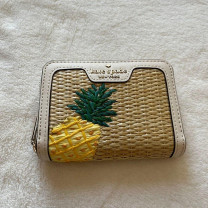 Kate Spade Hawaii Pineapple Embroidery Two Fold Wallet