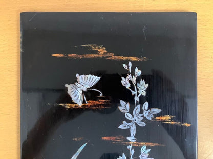 [Vintage] Mother-of-pearl inlay, lacquer-like finish, black finish, Showa era