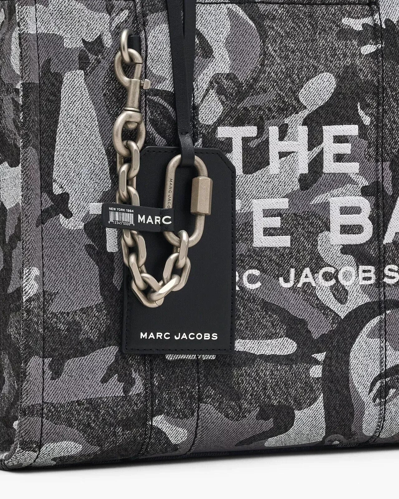 MARC JACOBS The Marc Camo Denim 2way Tote Bag Medium Signature Product Logo New