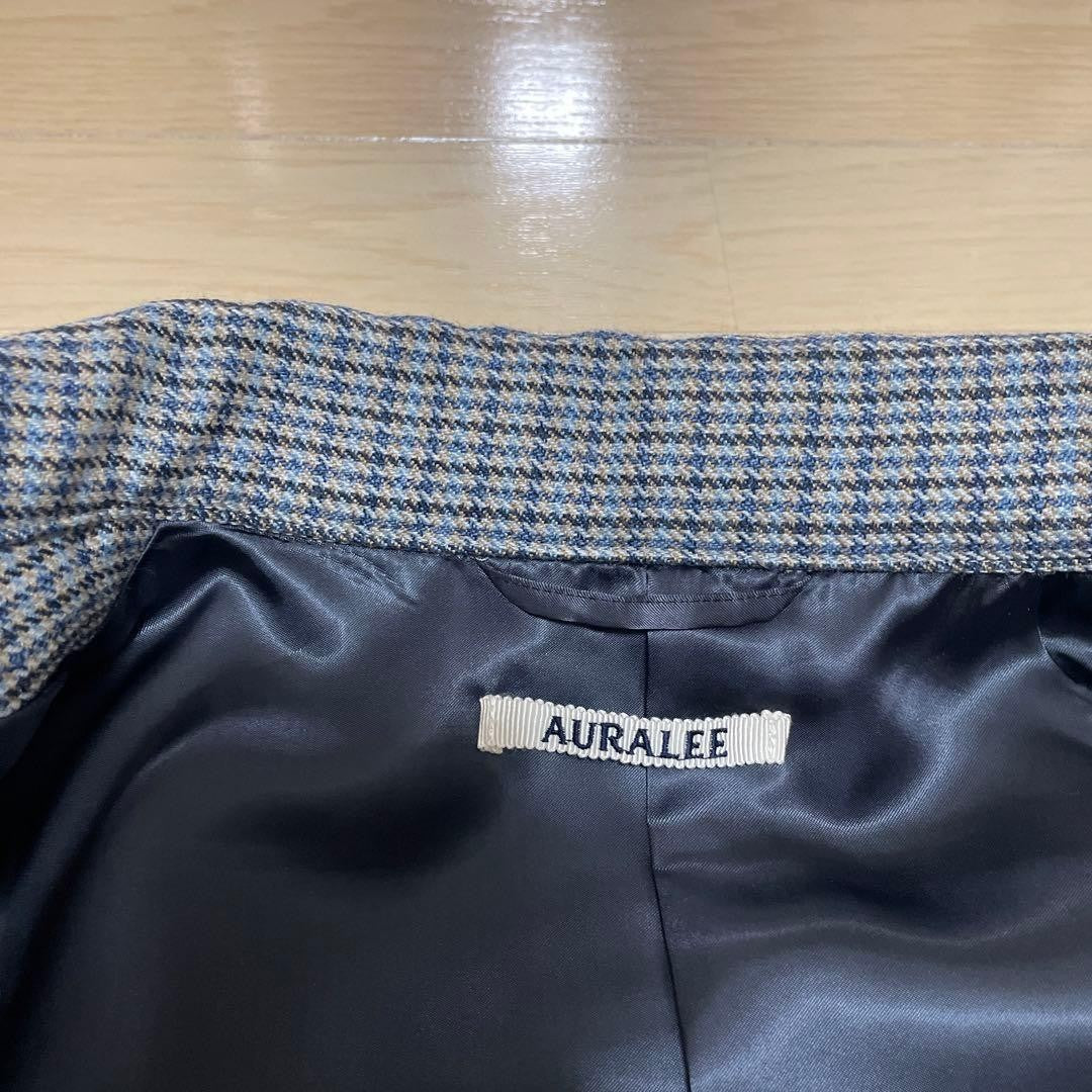 AURALEE DOUBLE FACE CHECK ZIP UP BLOUSON Men's Wool Jacket A9AB02BN Size 4 JAPAN