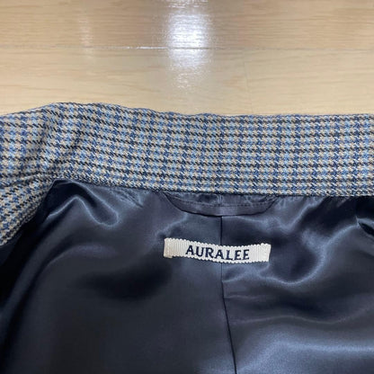 AURALEE DOUBLE FACE CHECK ZIP UP BLOUSON Men's Wool Jacket A9AB02BN Size 4 JAPAN