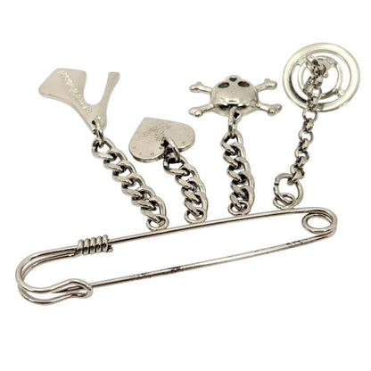VIVIENNE WESTWOOD Silver Orb Safety Pin Brooch Rare Designer Charm
