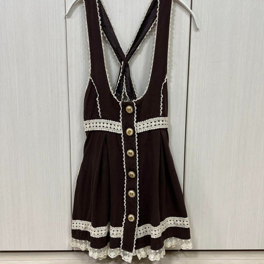 Lizlisa Ribbon Button Brown Jumper Skirt Y2K Princess Gal
