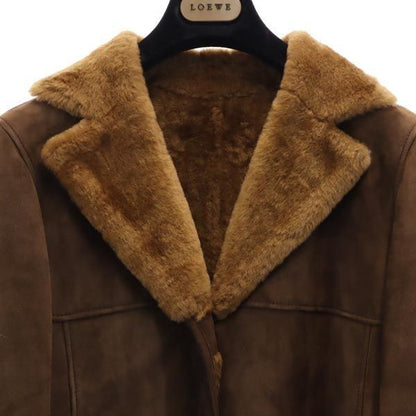 LOEWE Sheep leather leather Mouton jacket 36 Brown genuine leather Women JAPAN
