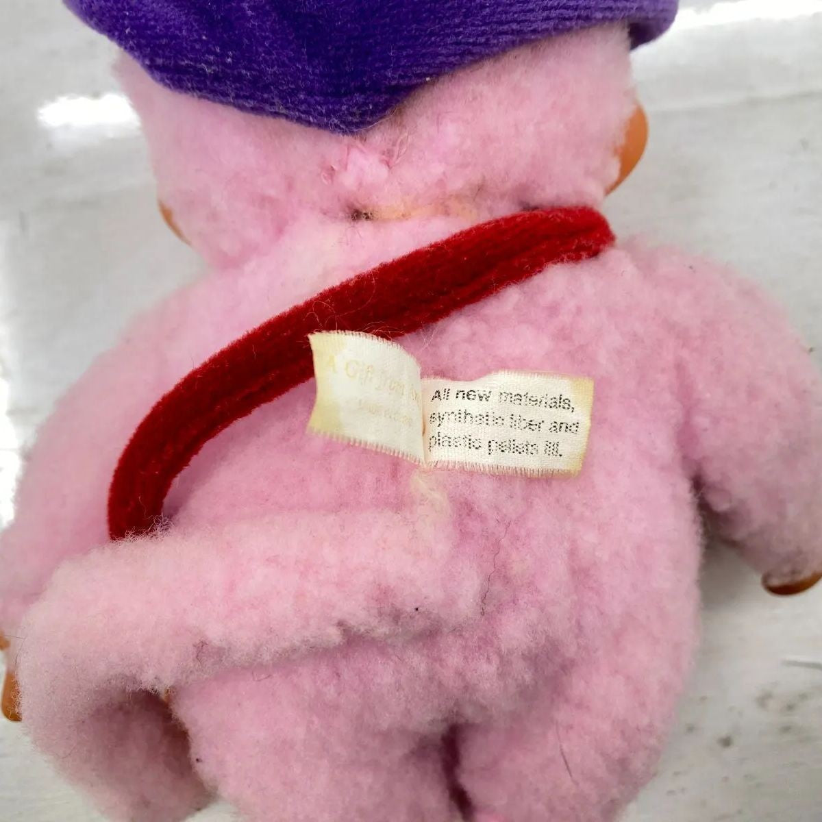 Monchhichi Plush Toy Rainbow Pink Size S Released in 2000 Blue Eyes Vintage