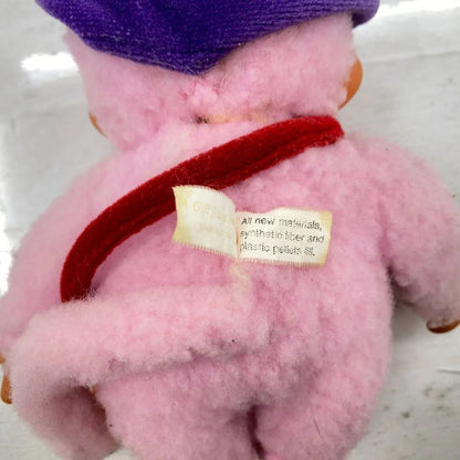 Monchhichi Plush Toy Rainbow Pink Size S Released in 2000 Blue Eyes Vintage