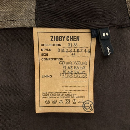 Ziggy Chen 2023SS COLLAGE SHEET Patchwork Over Shirt 44 Dark Brown Used KLDR-0