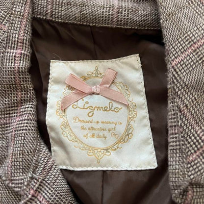 Liz Lisa MY MELODY Flare Trench Dress Plaid pattern color Brown Sweet Lolita