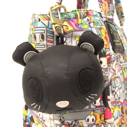 Tokidoki Le SportSac Tote Bag Gold Fittings Zip Multicolor with Cat Charm