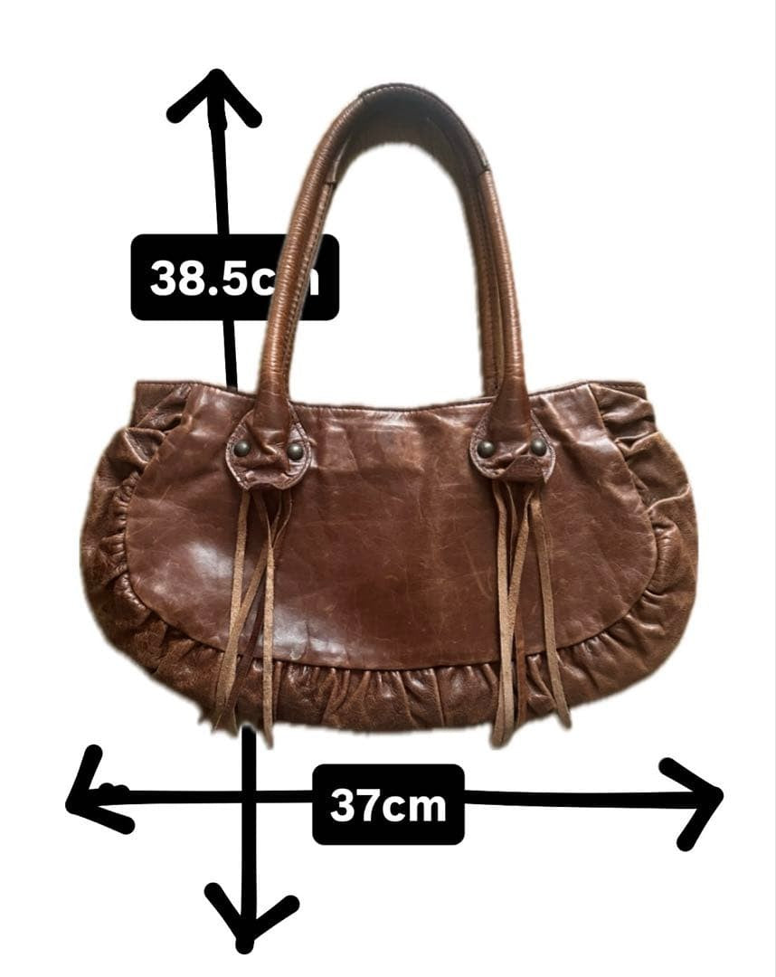 ANNA SUI Y2K Vintage Leather Shoulder Bag Fringe Brown Iconic Rare Chic Y2K#1288