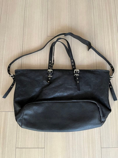 Lacoste Women Black Leather Tote Bag Shoulder Limited Edition Rare french Fashio