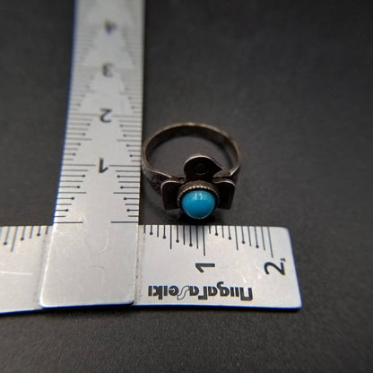 Fred Harvey Style Thunderbird 925 Silver Vintage Stampwork Pinky Ring
