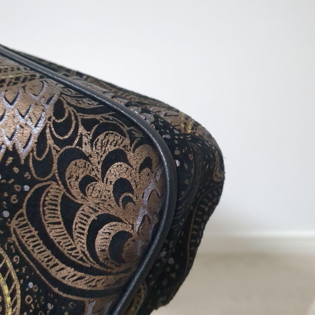 Rare Item BALLY Paisley Pattern Clutch Bag Wood Vintage 14a