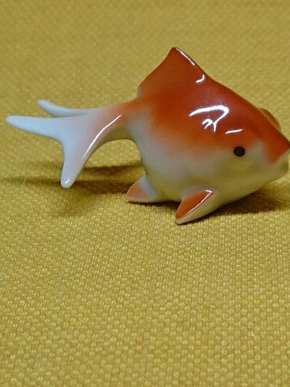 Vintage Goldfish Ceramic Pink/White Fish Crafts Freestanding Planter Japan