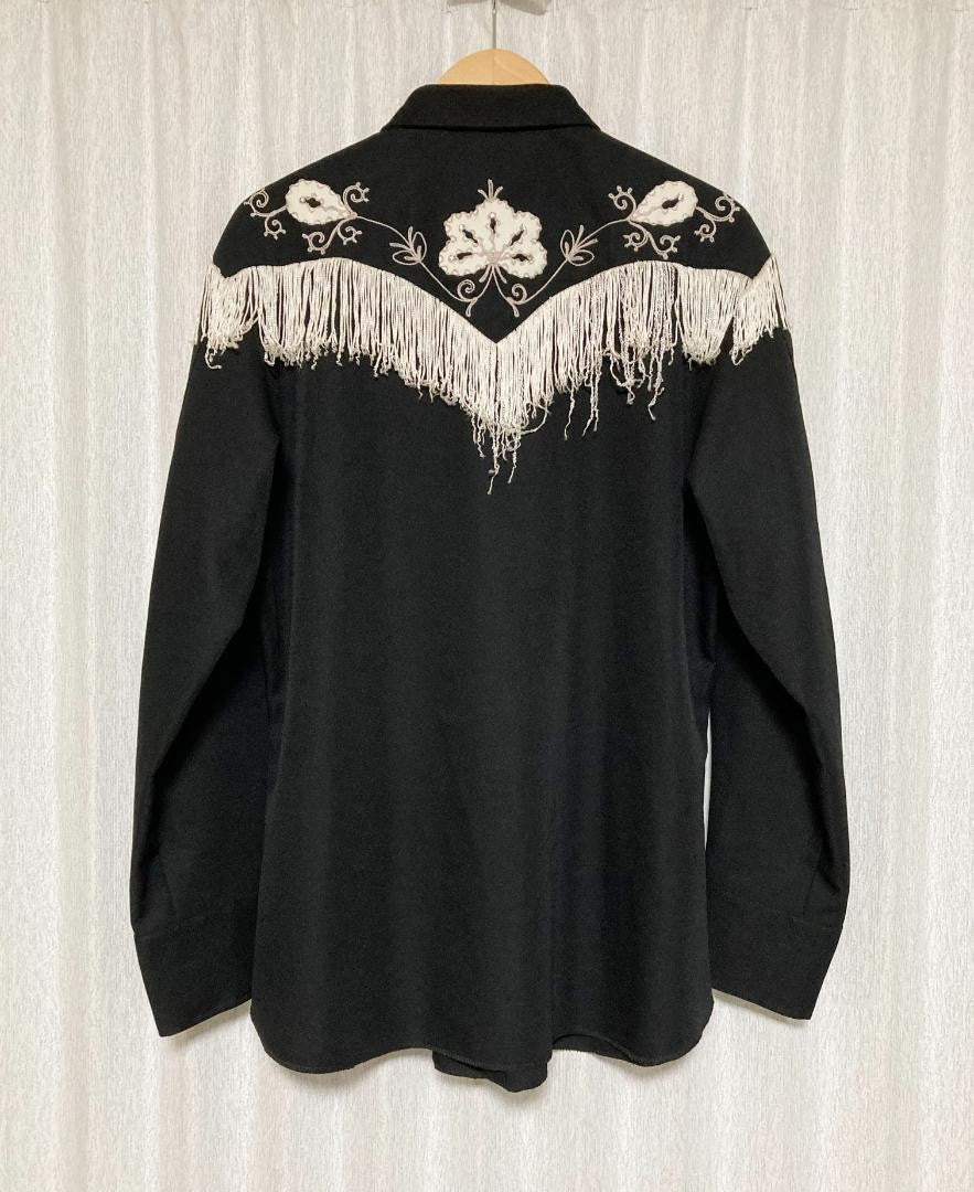 70s HBARC Flower Fringe Western Rockabilly Shirt size 16.5
