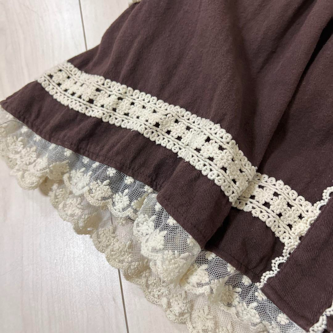 Lizlisa Ribbon Button Brown Jumper Skirt Y2K Princess Gal