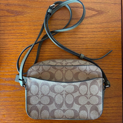 COACH Canvas Shoulder Bag and Wallet Set Brown Adjustable Strap Authentic