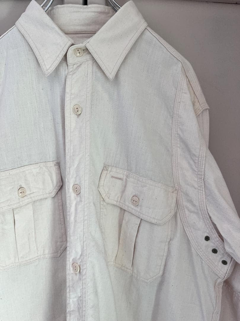 SUGAR CANE 5oz Chambray Work Shirt Size XL White Double Shoulder Rare Japan