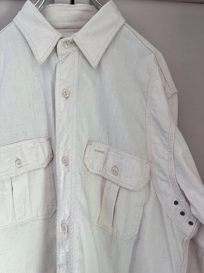 SUGAR CANE 5oz Chambray Work Shirt Size XL White Double Shoulder Rare Japan