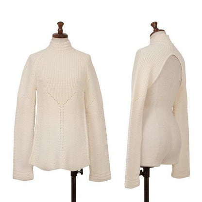 ALEXANDER MCQUEEN Backless Knit Sweater Cream Size 42 (M)