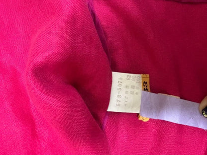 Oscar de la Renta Pink 100% Linen Jacket with Embroidery, Size M