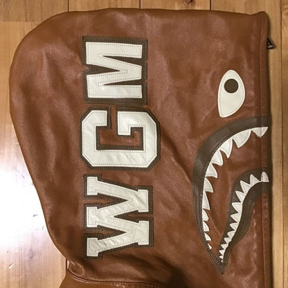 BAPE cowhide leather Shark full zip hoodie jacket A Bathing Ape Size M