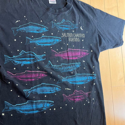 90s Vintage RAY TROLL Salmon Graphic T-Shirt ONEITA