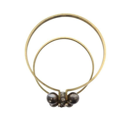 Lanvin Albert Era Costume Jewelry Pearl Motif Bangle Bracelet Gold V4