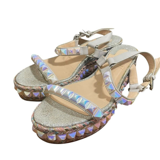 Christian Louboutin Katakuro Studded Wedge Sandals Size 34 Multicolor Women USED