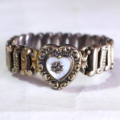 Vintage 1930s Sweetheart Jewelry Bracelet WW2 Era Elastic Snake Fit Used