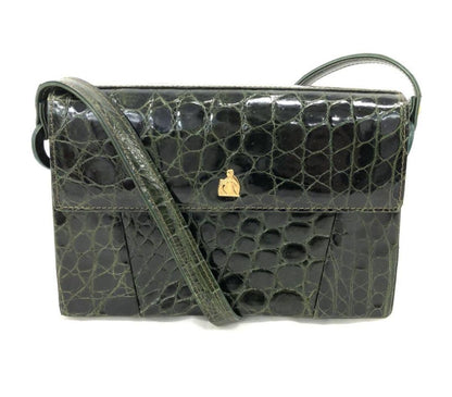 Lanvin Exotic Leather Green Shoulder Bag with Gold Hardware Excellent Condition