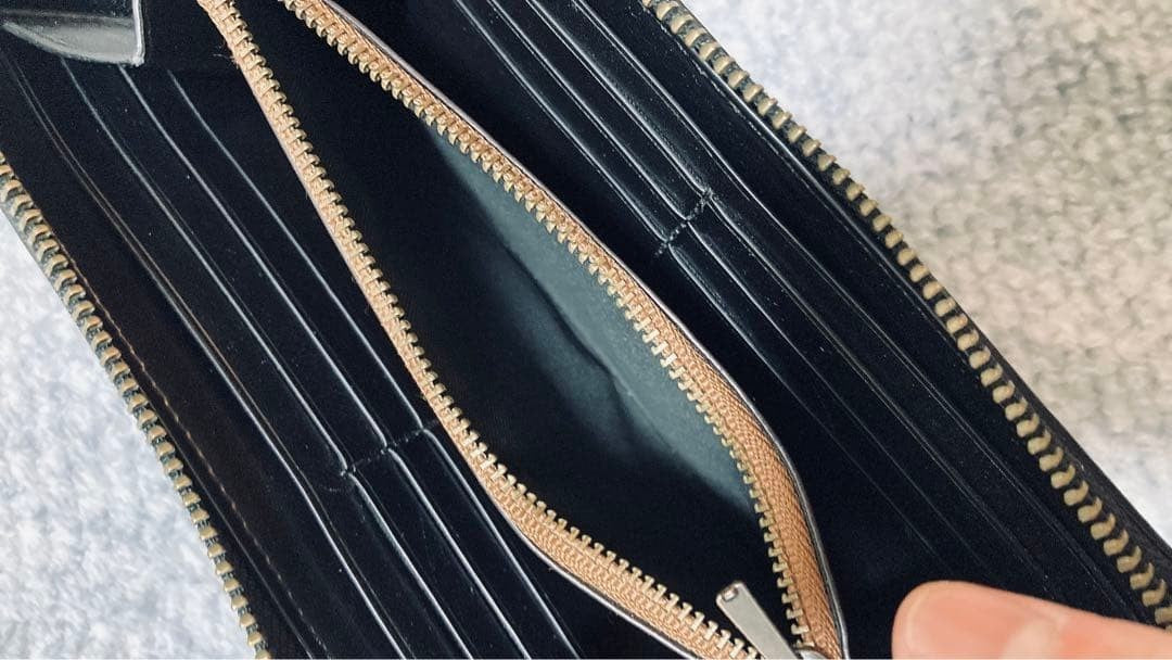 Coach men's leather long zip wallet round logo 10x19cm used