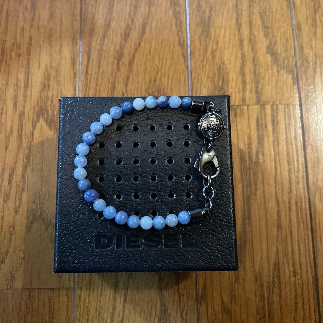 Diesel Men Blue Beaded Chain Bracelet Almost unused Luxury Stylish Casual Italia