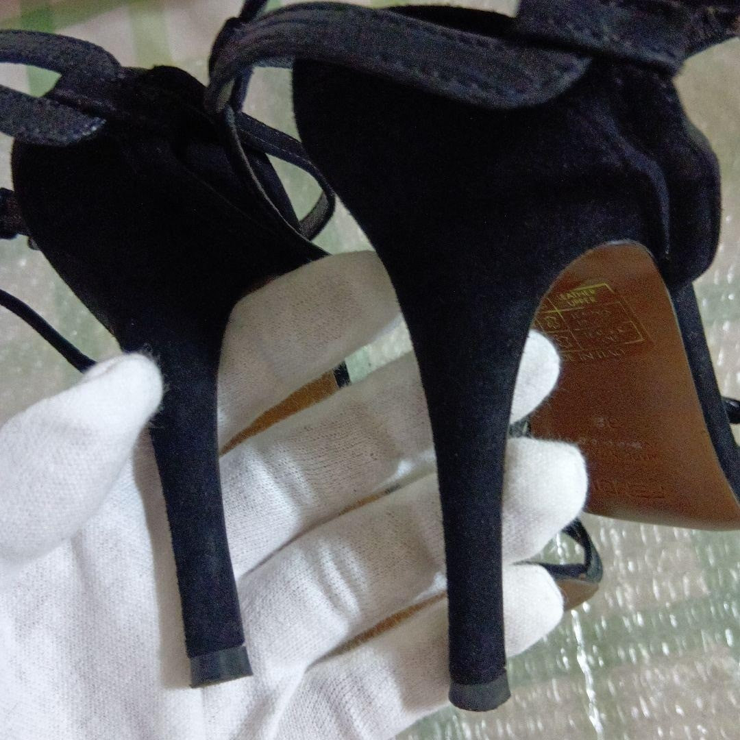 Rare Fendi Black Ankle Strap High Heel Sandals Size 38 (US 7.5-8)