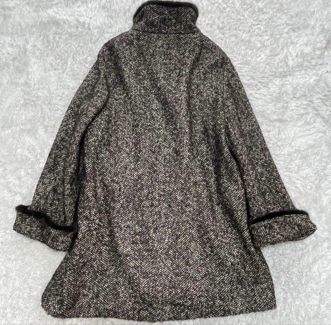Max Mara Silver Tag Size:44/US:10 Dark Brown Mink Fur Tweed Coat 149627K Authen