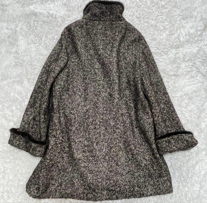 Max Mara Silver Tag Size:44/US:10 Dark Brown Mink Fur Tweed Coat 149627K Authen