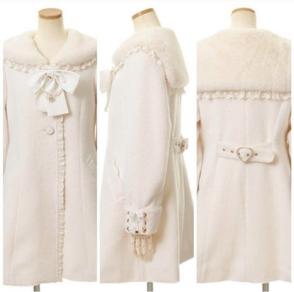 Liz Lisa Women Size Free Fur Sailor A-Line Coat Cleaned and stored Sweet Lolita