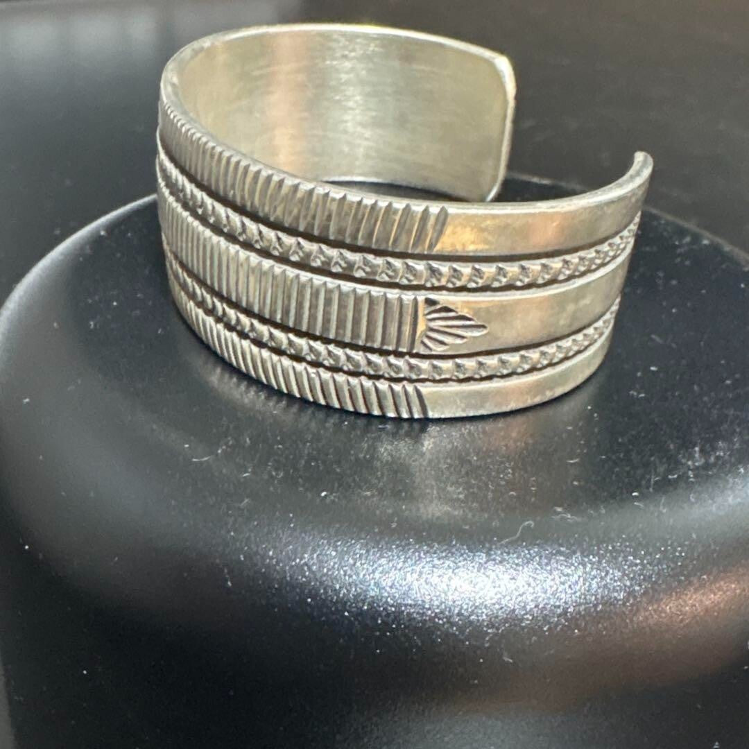 Navajo Bruce Morgan Sterling Silver Bracelet Bangle wide