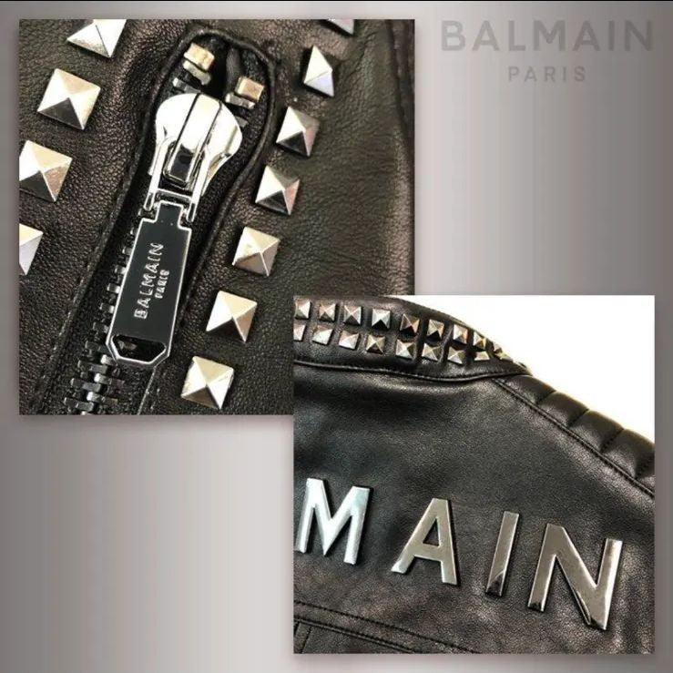 Balmain Studded Riders Jacket Men 8011 Size 48 New Item Limited Rare With Tag JP