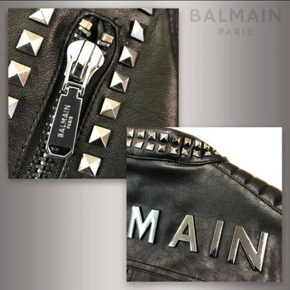 Balmain Studded Riders Jacket Men 8011 Size 48 New Item Limited Rare With Tag JP