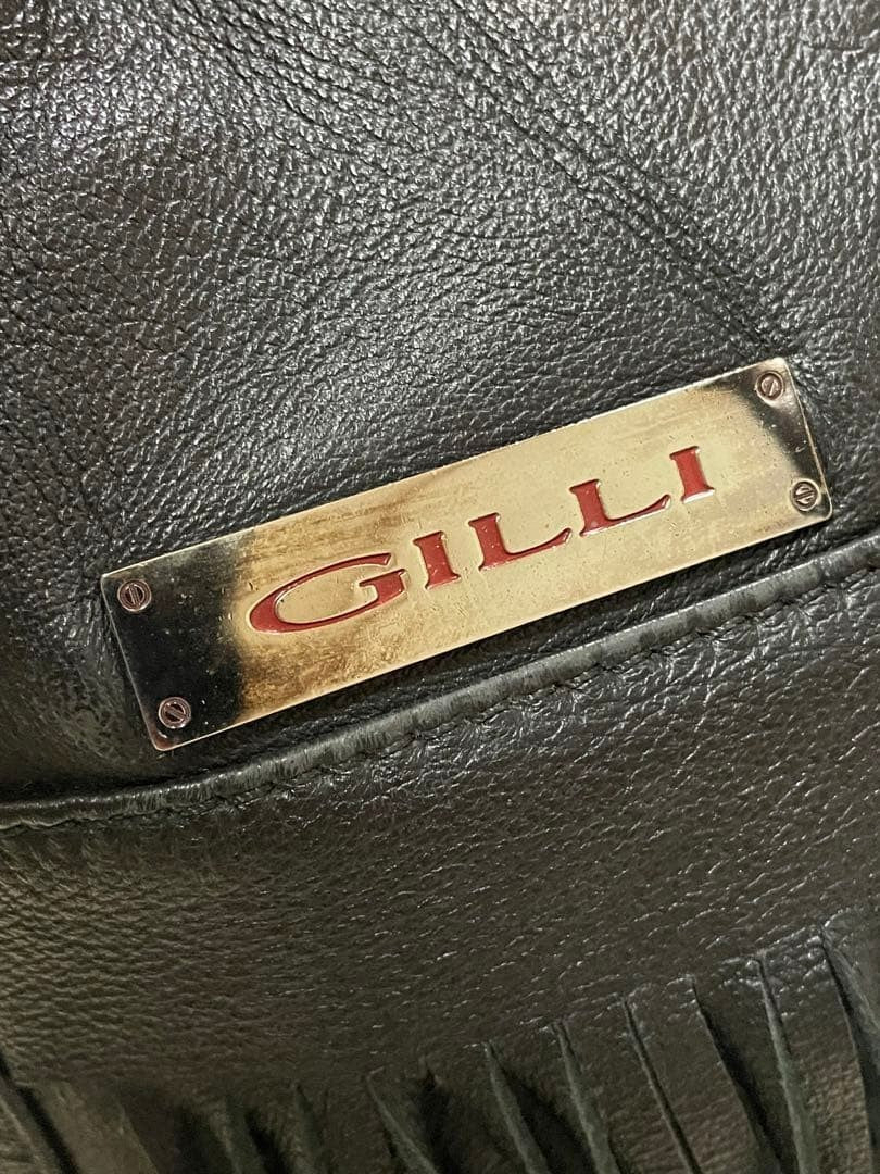 GILLI Fringe Cube Handbag Tote Bag Purse Leather in Black USED Good Condition
