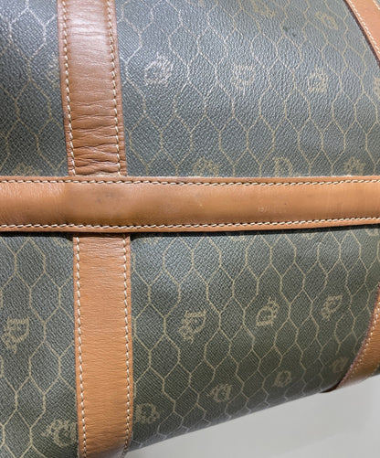 Dior Honeycomb Hand Bag Gray Canvas Leather Vintage Authentic