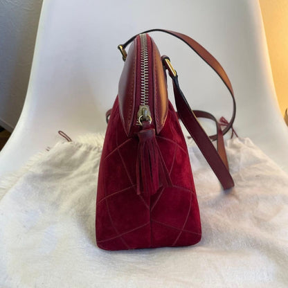 Ferragamo Suede Shoulder Bag Red Women Made in Italy Authentic from JAPAN